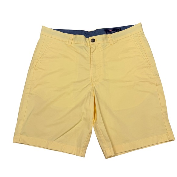 Vineyard Vines Other - Vineyard Vines Mens Breaker Shorts Yellow Chino Cotton Stretch Size 35 Golf Prep